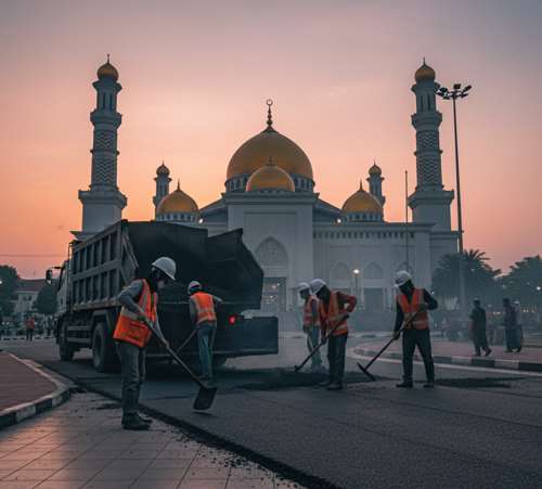 pengaspalan hotmix cirebon area masjid