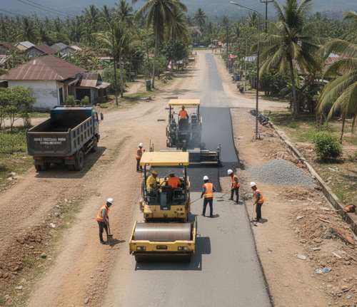 proyek pengaspalan besar di rangkasbitung