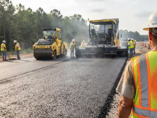 Pengaspalan jalan menggunakan hotmix asphalt