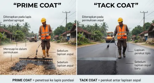 perbedaan proses penyemprotan prime coat aspal dengan tack coat