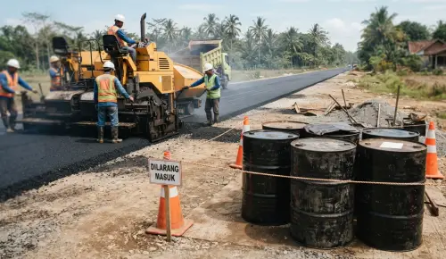 Aspal drum sebagai material pendukung pembangunan infrastruktur